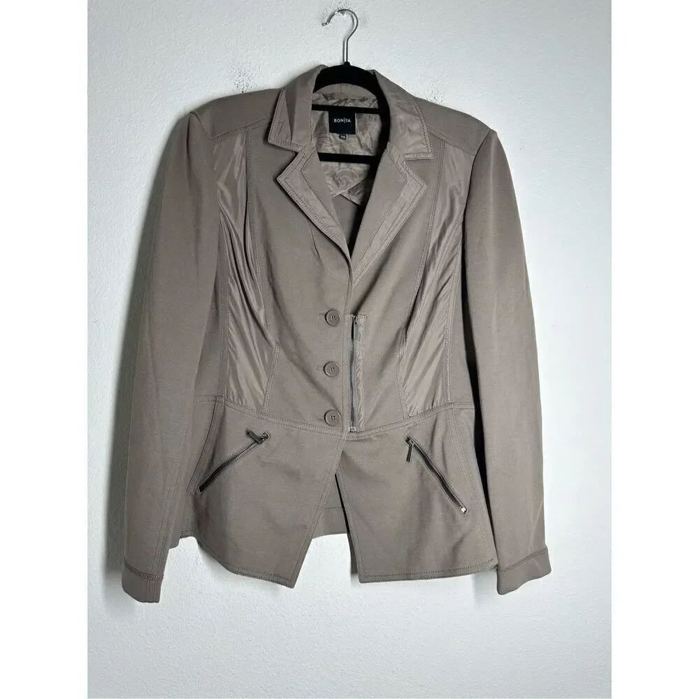Bonita Women’s Blazer 3 Buttons Size 46 EU/ XL US Cacao Stretch Elements